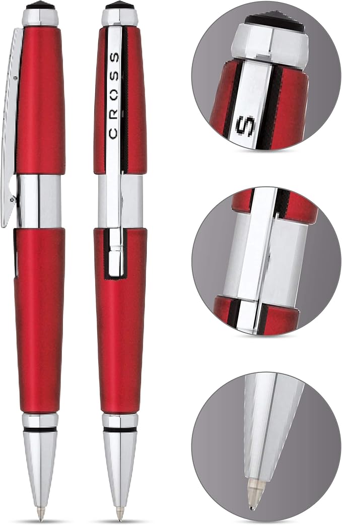 Cross Edge Formula Red Selectip Rollerball Pen, Black Ink - Elegant Accessory for Effortless Writing - Capless Slide-Open & Snap-Shut Design - Ergonomic Shape - Comfortable Grip - Ideal Gift