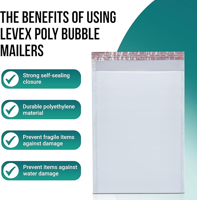 Levex - #0 6" x 10" [5 Pack] Poly Bubble Mailers, Padded Envelope Mailers, Packing Envelope & Mailing Bags for Shipping