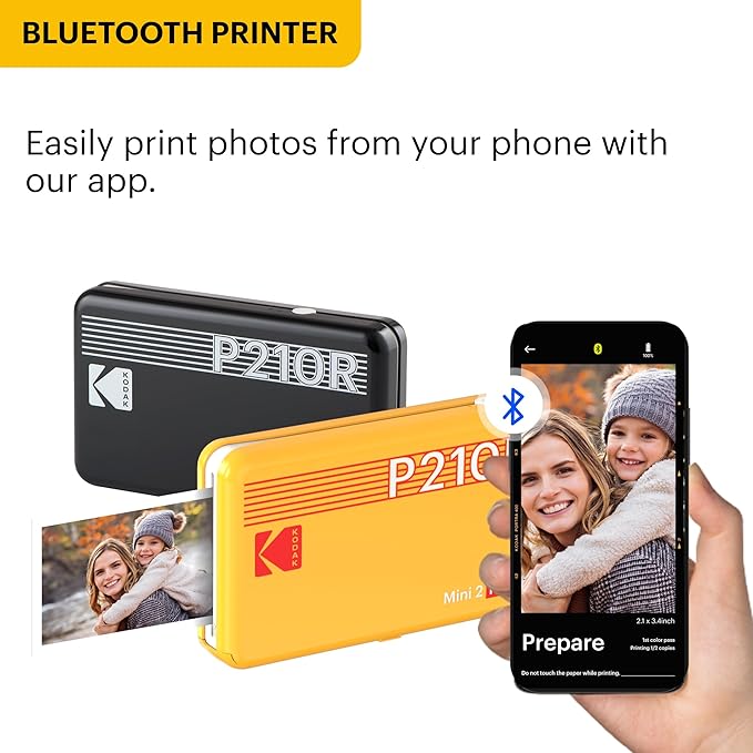 KODAK Mini 2 Retro 2x3" Portable Photo Printer, 38 Sheets, Bluetooth Smartphone Printer for iPhone & Android, Instant Color Prints, 4PASS Dye Sublimation, Black