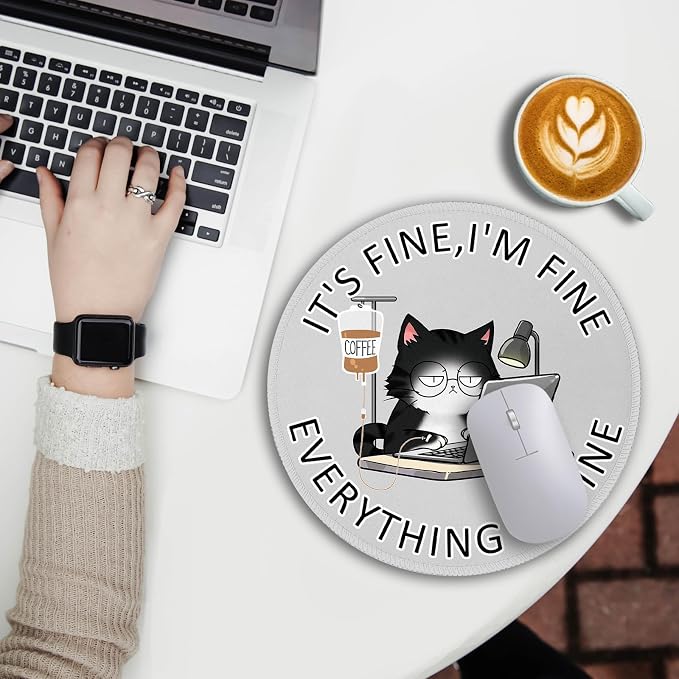 Immaturus Funny Cat Mouse Pad, Cute Small Mousepad for Desk Gaming Office | 8.6" x 8.6", Mini Travel, Home Decor Desk Accessories, Non-Slip Base, for Wireless Mouse Laptop Computer Work, Mouse Mat
