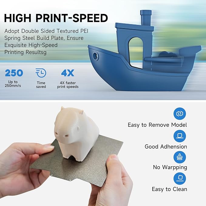 TINA2Plus 3D Printer, HEPHI3D 250mm/s High Speed FDM 3D Printers Fully Open Source, Auto Leveling Mini 3D Printer with WiFi Cloud Print, Fully Assembly 3D Printers for Beginners, Office, Home, School