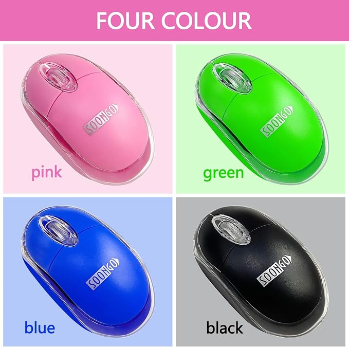 SOON GO Pink Wireless Mouse,mini Portable Mobile Optical Cordless Mouse fit for Mac,Chromebook Laptop, Desktop Kids and Teen Girl Birthday