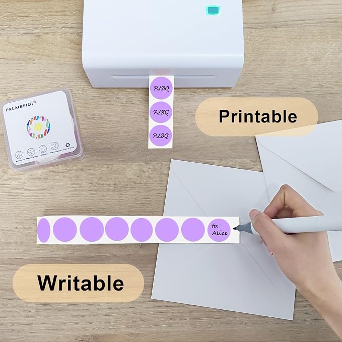 1 Inch Round Thermal Sticker Labels,Color Dot Stickers,Label Stickers,Waterproof,Oil Proof,for Thermal Printers,DIY,Office,Retail,Home and Warehouse Organization(Light Purple,1000 Pcs)