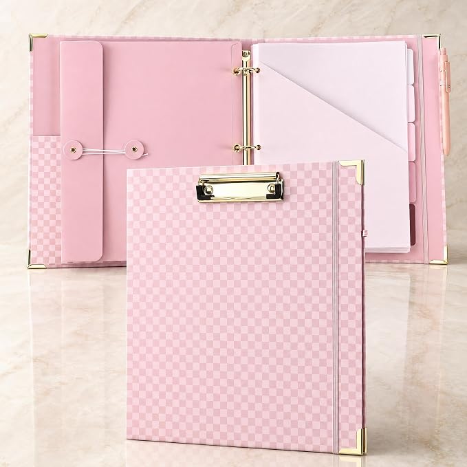 Aesthetic Clipboard Binder with Dividers - 3 Ring Organizer for Work | Sturdy Document Organizer, Clipboard Folder and Planner Folio for Streamlined School Projects, Notes and Office Productivity