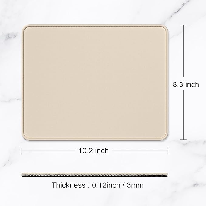 Hsurbtra Mouse Pad, Premium-Textured Square Mousepad 10.2 x 8.3 Inch, Stitched Edge Anti-Slip Waterproof Rubber Pretty Cute Computer Mat for Office Gaming Laptop Women Kids Beige