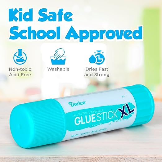 Darice Giant Glue Sticks, Large 115-gram/4.05oz Jumbo XL Glue Stick - Washable, Non-Toxic - Classroom School Supplies - 6 Pack