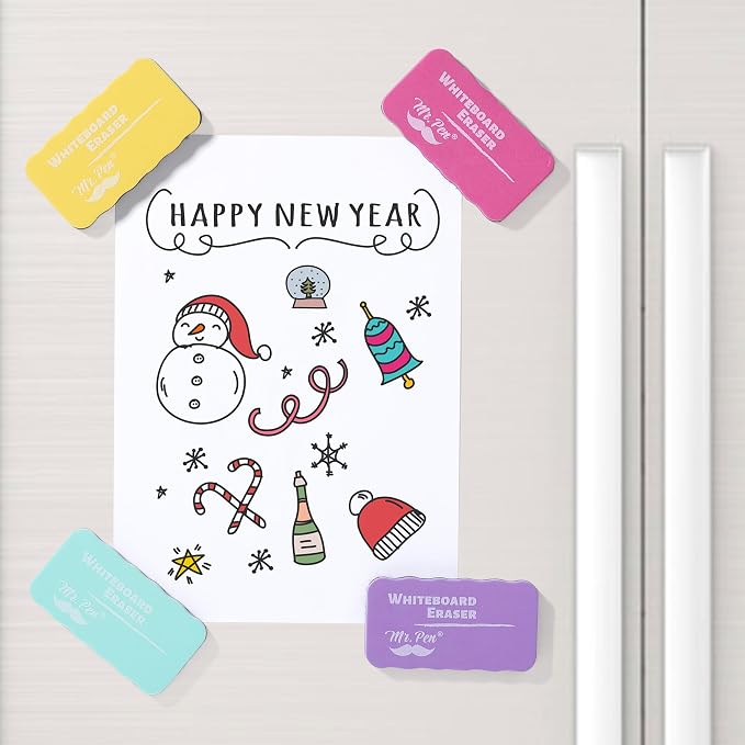 Mr. Pen- Magnetic Dry Erase Erasers, 4"x2.25", 8 Pack | Colorful Magnetic Whiteboard Erasers for White Board, Classroom, Home, Office, Back to School Supplies