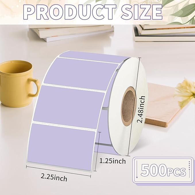 Starboling 2.25" x 1.25" Purple Direct Thermal Labels,Self-Adhesive Printer Label for Address,Logo,Shipping,Barcodes,QR Code