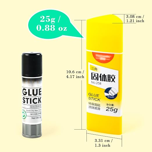 Smilo Triangle Glue Sticks, No-Roll Precision Tip 25g 6-Pack for School | Safe, Washable, Non-Toxic, Acid-Free,Smooth & Wrinkle-Free,Reaches Corners & Edges,For Crafts, School, Office, DIY