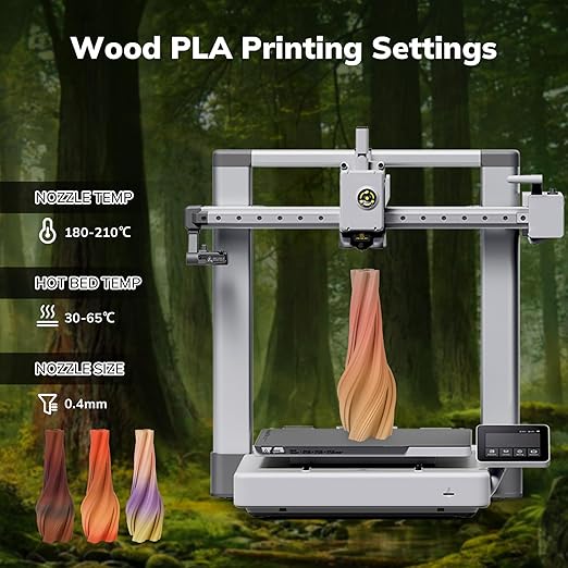 AMOLEN Wood Pla 3D Printer Filament Wood Pla Gradient Matte Finish Bundle 1.75mm, Dimensional Accuracy +/- 0.02mm, 200gx4 Spools for All FDM Printers