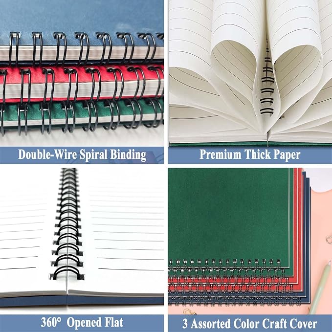 6Pack Small Spiral Notebook A5, 5.5x8.3” Notebook for Work 120Page Notepads | Colored Multipack College Ruled Notebooks A5 Kraft Spiral Bound Small Notebook Journal Lined Note Pads for Writing Journaling