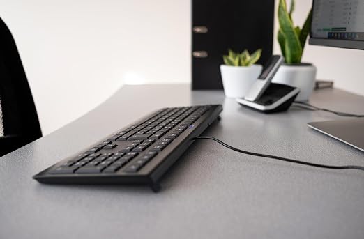 Cherry KC 1000, Wired Keyboard with Number Pad for PC/Laptop, Plug & Play (USB-A Connection), Slim Design, Whisper Quiet Typing, 4 Hot Keys, QWERTY, Black