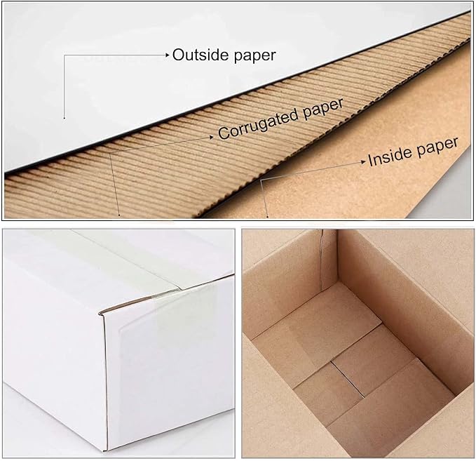 Calenzana 10x7x5 Inches Shipping Boxes Set of 25, White Corrugated Cardboard Box for Mailing Small Business Packing Gifts