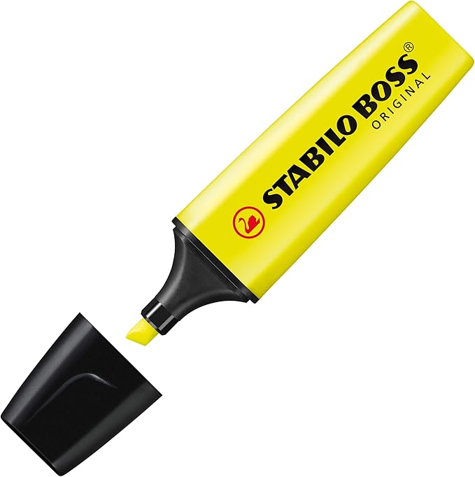 STABILO BOSS Original Fluorescent Highlighter, 2mm + 5mm Tip - Yellow