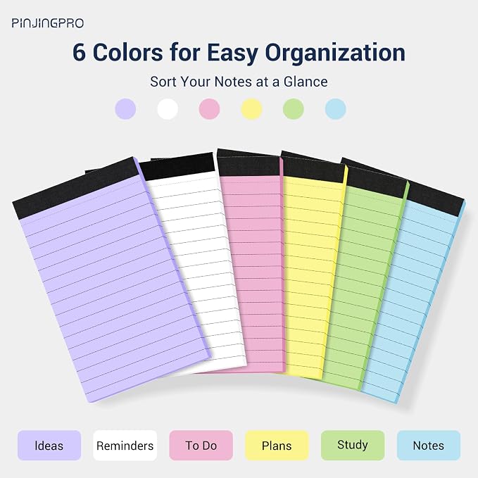 24 Pack Small Notepad Colored Note Pads 3x5 Mini Notepads Pocket Notepad | Server Note Pad Lined Paper for Office Supplies, 30 Sheet/Notepad, Desk Notepads Portable Memo Pads for Teacher School Home