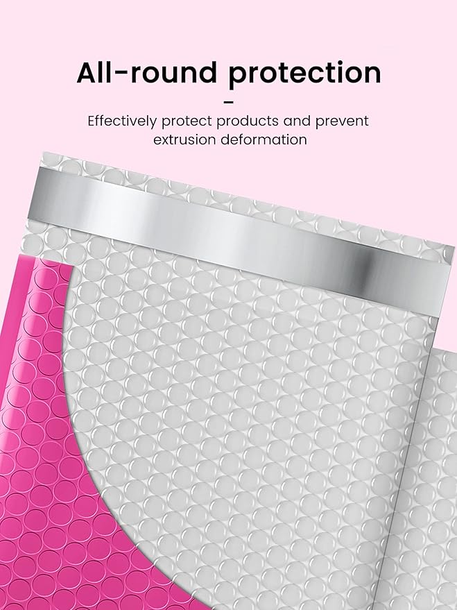 GSSUSA 100 Pack Bubble Mailer 6x10 Inches Padded Mailers Usable Size 6X9" Bubble Envelopes Small Envelope Bags Shipping Bag Bulk Pack Self Seal Package Packing Business Supplies, Pink
