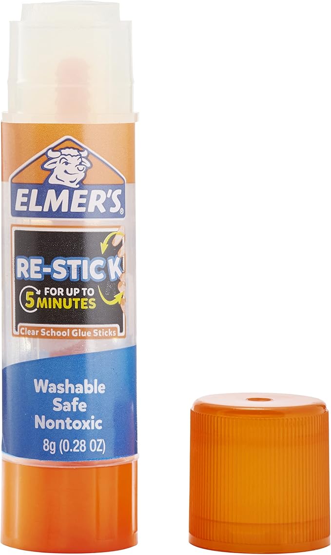 Elmer's Re-Stick Glue Sticks, 8 grams, Washable, 6 Count