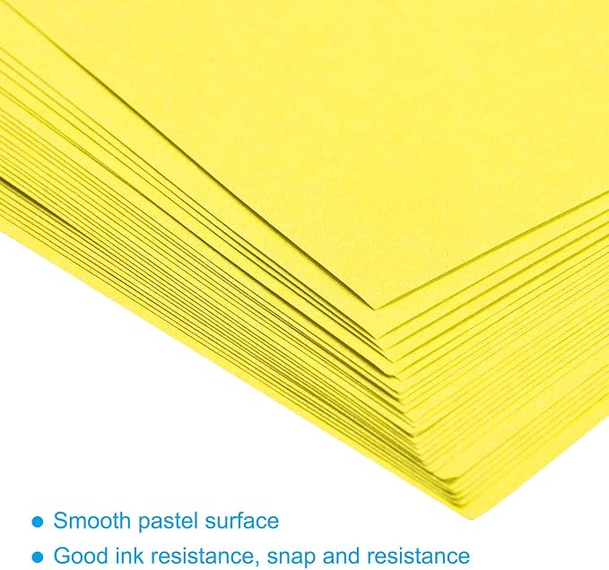 MECCANIXITY 50 Sheets Colored Copy Paper 8.3 x 5.8 Inch Printer Paper 80gsm Bright Yellow for Office Printing, Document Copying, Invitations, Forms, Art Projects