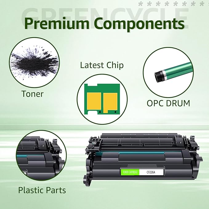 greencycle 26A M426fdw Compatible Toner Cartridge Replacement for HP 26A CF226A 26X CF226X for HP LaserJet Pro M402n M402dn M402dw M402dne MFP M426fdw M426dw M426fdn Printer (Black, 4-Pack)