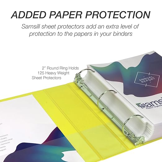 Samsill 2 Inch 3 Ring Binders, Economy Round Ring, Clear View Cover, 425 Sheet Capacity - for School, Home, Office - Yellow, 12 Pack
