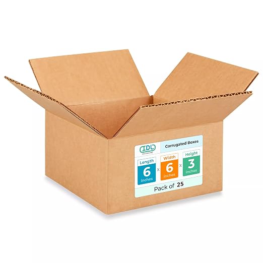 Small Moving & Shipping Boxes 6"L x 6"W x 3"H (25-Pack) - Extra Strength 200 lb vs Regular - Corrugated Moving Box, Made in USA - Small Cardboard Box - Moving Box Heavy Duty by IDL Packaging | Extra Strength 200 lb vs Regular - Corrugated Moving Box - ...