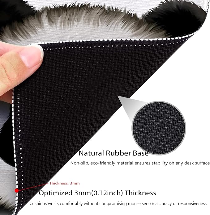 Close-up of a Panda's Face Mouse Pad, Adorable Giant Panda Desk Mat | Cute Mousepad Stitched, Anti-Slip Base Smooth Surface, 9.5 x 7.9 Inches