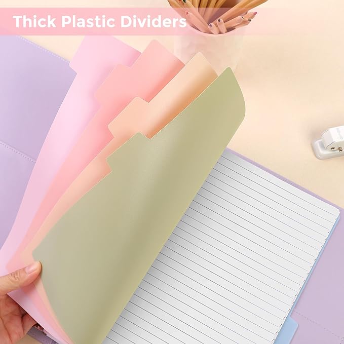SKYDUE 8-Tab Write&Erase Plastic Dividers for 3 Ring Binder, 3sets,Pink | Binder Dividers for Letter Size,Divider Organizers for Student, Teacher, College & Office,Aesthetic Pastels School Supplies
