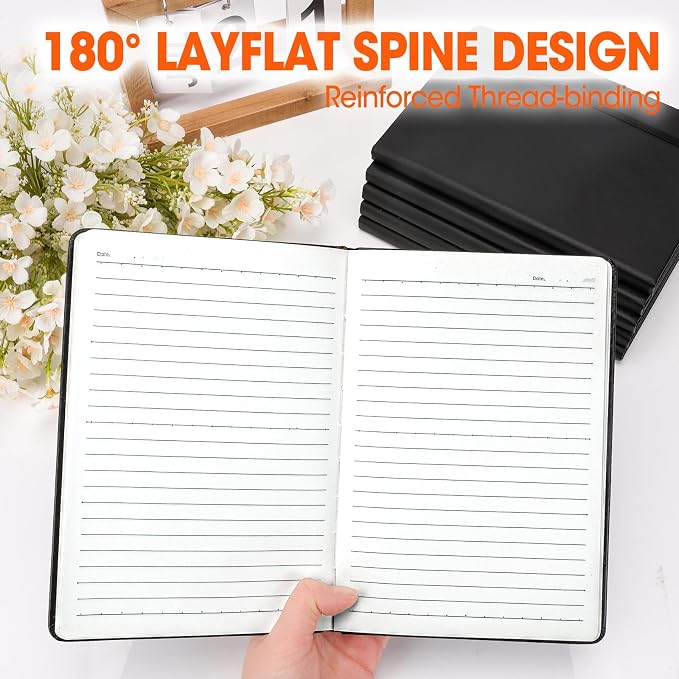 24 Pack Lined Journal Notebook for Work, 200 Pages, Medium 5.5 in x 8.3 in, A5 College Ruled, Hardcover Journaling Notebooks for Writing, Note Taking, Fit for Business Work School Home (Black)