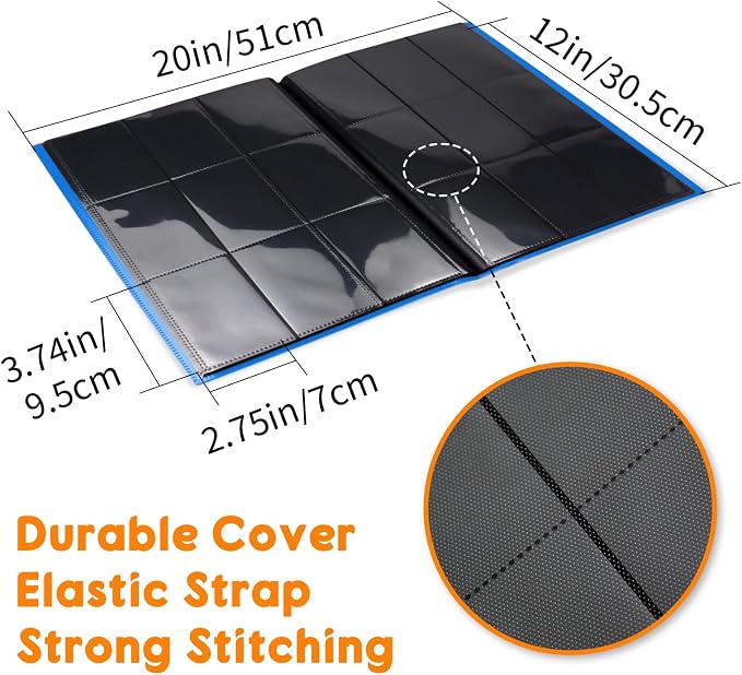 Trading Card Binder 9 Pocket, 360 Card Waterproof Folder with Side Loading Sleeves, Sturdy Card Collection Album for MTG, TCG, Game Cards & Sports Cards (1, Blue)