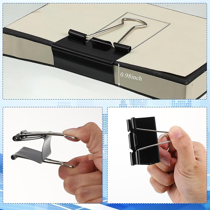 Jetec 200 Pcs Extra Large Binder Clips Bulk 2 Inch Metal Jumbo Binder Clips Office Supplies Black Paper Clamps for Teachers Students Office Business Supplies