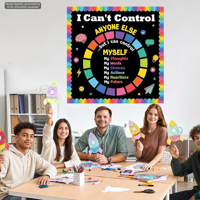 I Can't Control Anyone Else But Myself Bulletin Board Decorations Mental Health Bulletin Board Set Positive Growth Mindset Paper Cutouts for Teachers Back to School Classroom Office Decor Supplies