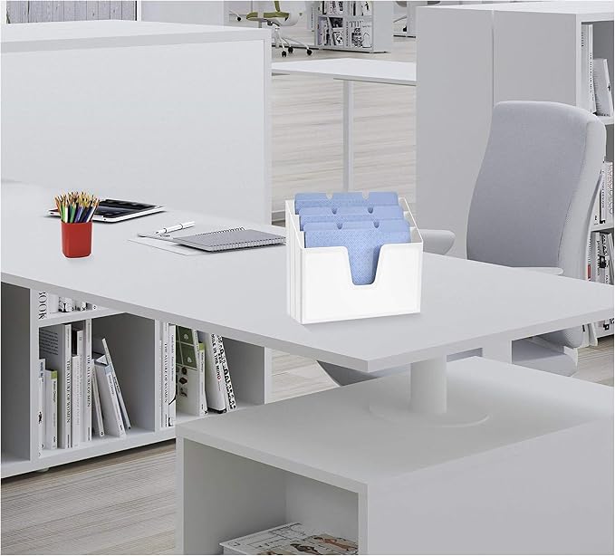 Acrimet Horizontal Triple File Folder Organizer Sorter, Letter Size, White | 3 compartments to separate and organize documents, folders and papers