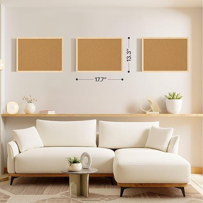 2 Pcs Small Cork Board, 17.7''x13.3'', Wooden Black Framed | Bulletin Board, Vision Board Supplies, Prayer Board, for Photos, for Office, Home, School, for Notes, Memos