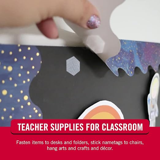 VELCRO Brand Sticky Back Hexagons, Adhesive Dots, White, 3/4 in, 150 Pk | Hook And Loop Dots with Adhesive For Smooth Surfaces, Nature Inspired Shapes For Office Classroom And Home Organization