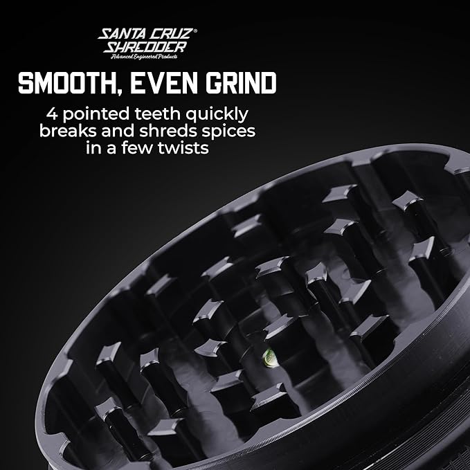 Santa Cruz Shredder Metal Herb Grinder Knurled Top for Stronger Grip 2-Piece 2.7" (Black)