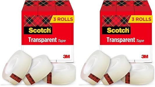 Scotch Transparent Tape, 3/4 in x 1000 in, 3 Boxes/Pack (600K3) (Pack of 2)