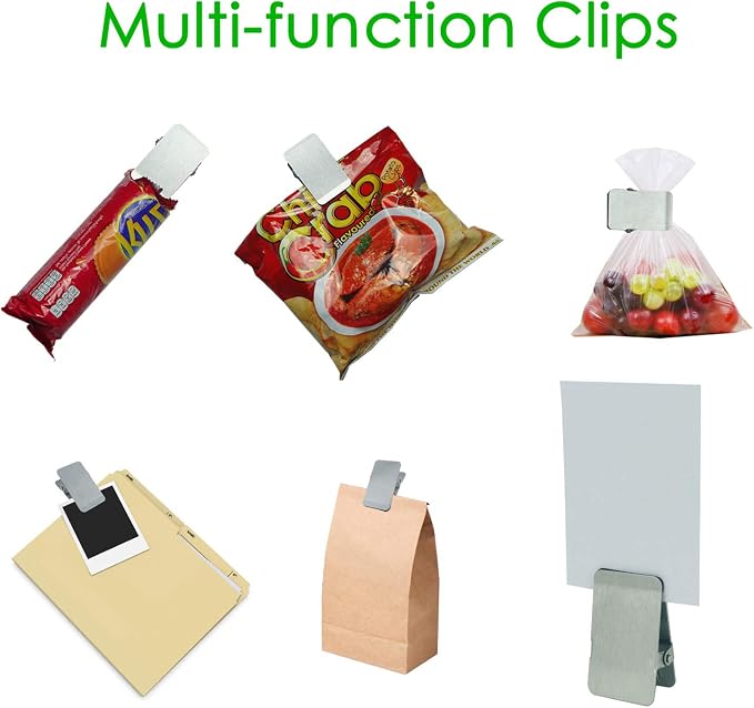 BURLIHOME Chip Bag Clips,3" Long Chip Clip,Silver,6-Pack | Label&Date with Marker,Ribbed Inner Grip for anti-slip, Strong Hold&Sturdy,Fits Chips/Coffee/Snacks