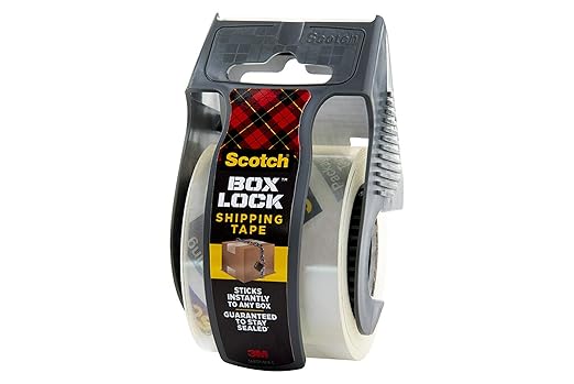 Scotch Box Lock Packaging Tape, 1 Roll with Dispenser, 1.88 in x 800 in, Extreme Grip, Sticks Instantly to Any Box (195) (Pack of 2)