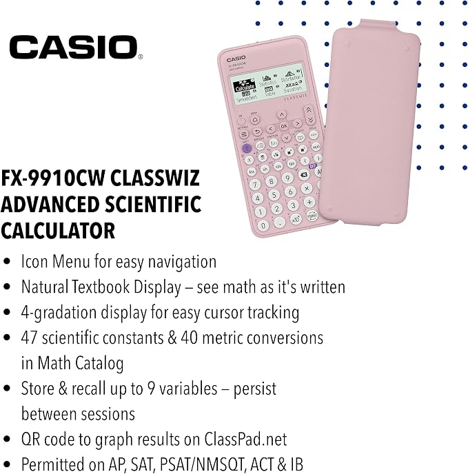 Casio FX-9910CW-PK-W-IT Scientific Calculator | Advanced scientific calculator suited for engineering, science and statistics coursework