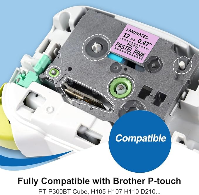 Colorty Replacement for Brother P-Touch Label Maker Tape Ptouch TZe TZ 12mm | 0.47" Laminated Tape Label Maker Refills Compatible with Brother Ptouch PT-D210 PT-H110 PT-1880 PT-D400, 1/2" x 26.2', 5 Pack
