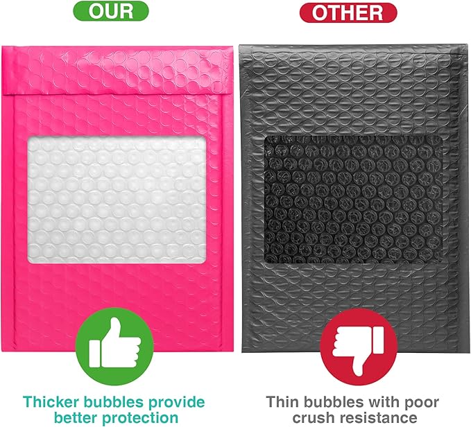 Metronic Bubble Mailers 6x10 25 Pack Pink Bubble Mailers Usable Size 6x9" Padded Envelopes Mailing Envelopes Bubble Padded for Packaging,Small Business, Makeup, Small Items Bulk