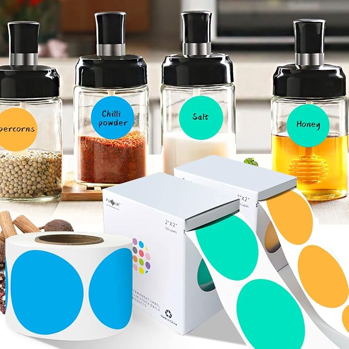 PARLAIM 2”Color Coding Labels Stickers,500PCS Round Permanent Adhesive Circle Dot Stickers for Inventory Office Home Aqua