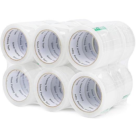 COSIMIXO 18-Pack No Noise Silent Packing Tape 2.4mil x 1.88" x55Yards,Industrial Heavy Duty Noiseless Packaging Tape for Quiet Packing Shipping Moving and Storage