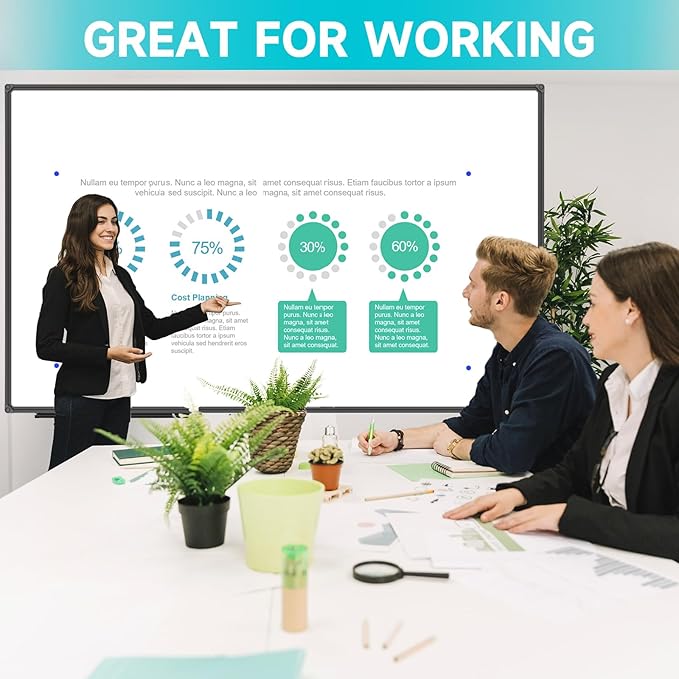 JILoffice Dry Erase Board 96 x 48 inches, Large Magnetic 4" x 8" Whiteboard for wall, Black Aluminum Frame Wall Mounted Board for Office Home and School