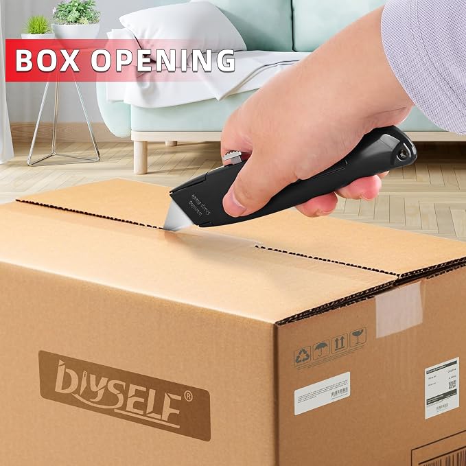 DIYSELF 30 Pack Box Cutter Knives, Comfortable Grip Utility Knives | Durable Utility Knives for Cartons, Paper, Leather and Vinyl; Box Opener for Warehouse, Shop and Home, PVC Pipe Cutter