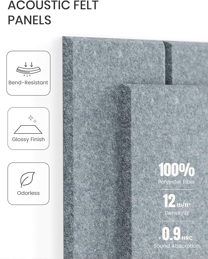 Fluxynara Felt Bulletin Board & Cork Board Alternative, Blue Gray | 36" x 24" Pin board, Removable Adhesive Tabs, Easy Install Without Wall Damage, For Home Office Decor