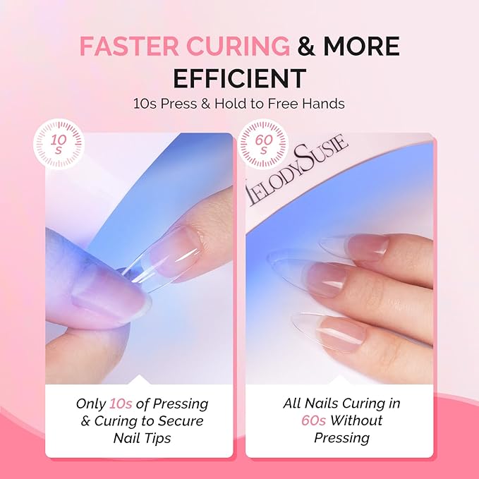 MelodySusie 2Pcs*20g Solid Nail Glue Gel, Super Strong & Long Last Soft Gel Nail Tips Glue for Acrylic Fake Nails, 3D Nail Art, Nail Gem, Soak off UV & LED Lamp Needed, Home DIY & Salon