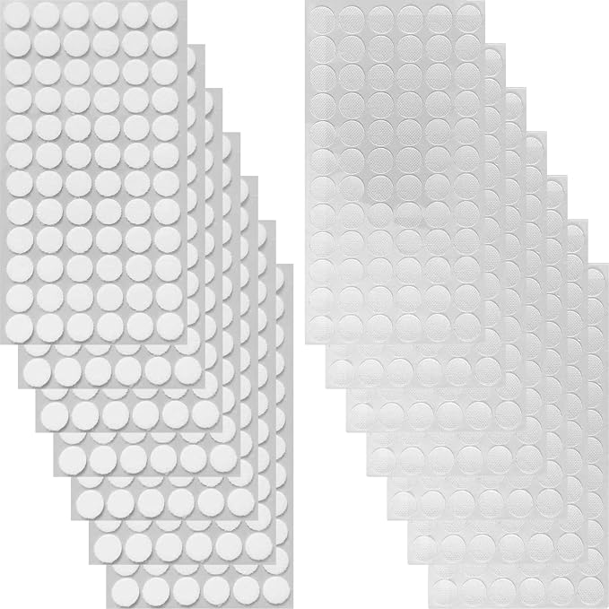 Self Adhesive Dots, Strong Adhesive 1400pcs (700 Pairs) 0.59" Diameter Sticky Back Nylon Dots, Hook & Loop Dots with Waterproof Sticky Glue Tapes, Suitable for Classroom, Office, Home (Translucent)