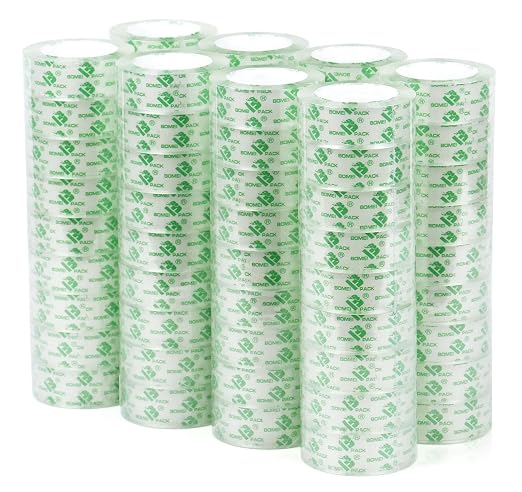 BOMEI PACK 72Rolls Crystal Clear Tape Refills, Bulk Transparent Tape for Dispenser, Office Tape for Home and School, 3/4Inch x 1000 inch