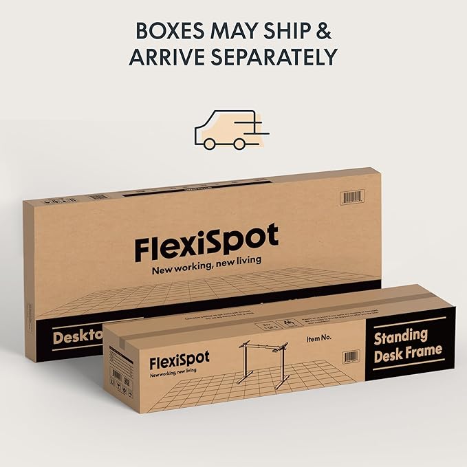 FLEXISPOT 55"x28" One-Piece Electric Standing Desk, 1" Thick Seamless Desktop for Home Office, Study & Multi-Monitor Setup, Black Walnut